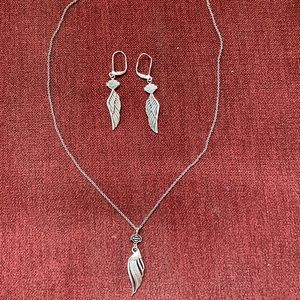 Harley Davidson Wings SS Necklace and Earrings